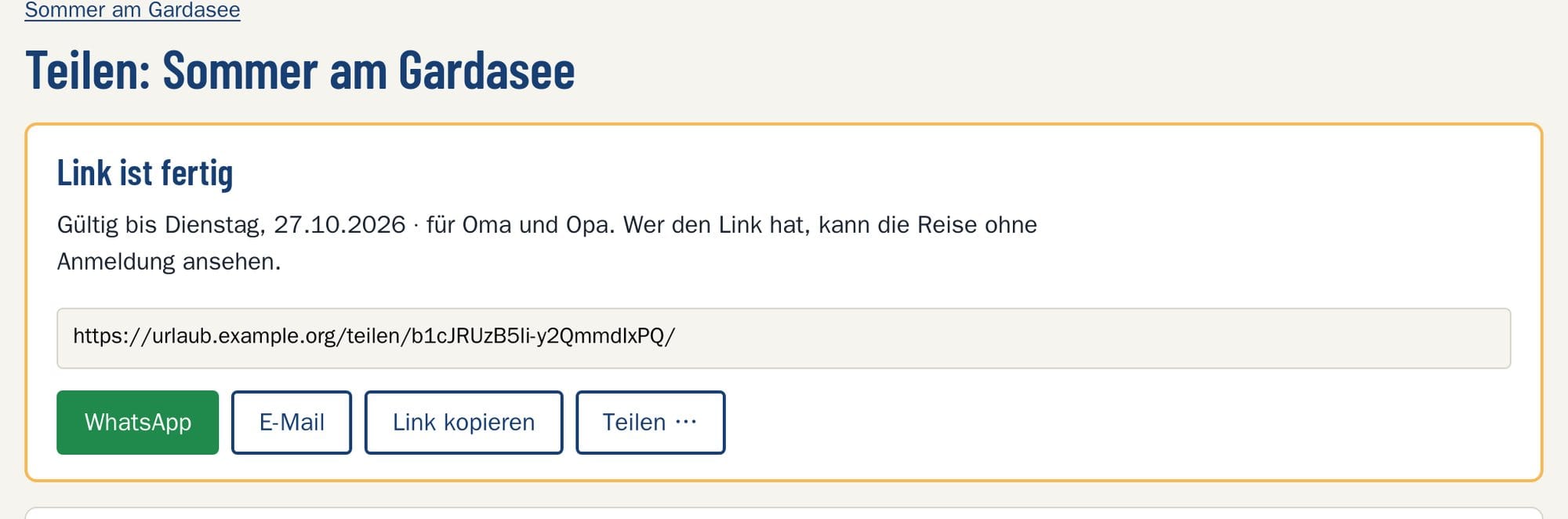 Einen Link für Oma und Opa erstellen