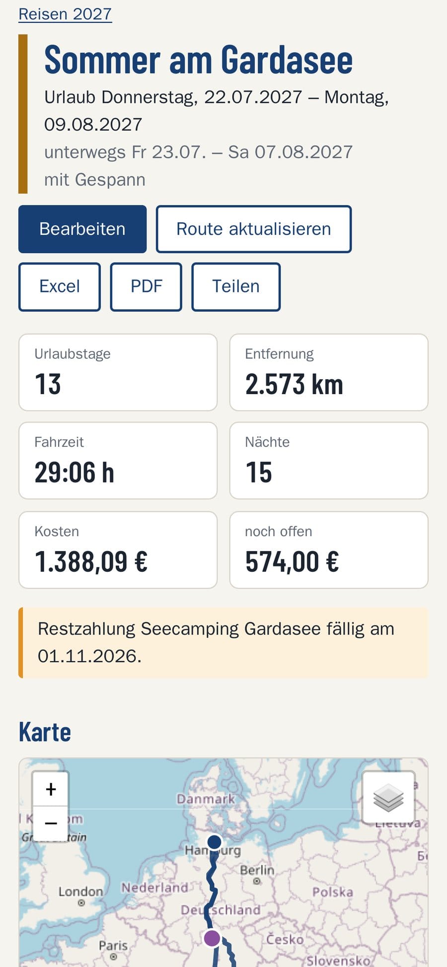 Karte auf dem Handy